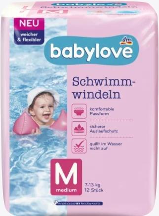 Actual product image dm babylove Swimming nappies (Size M, Pack, 12 Piece)