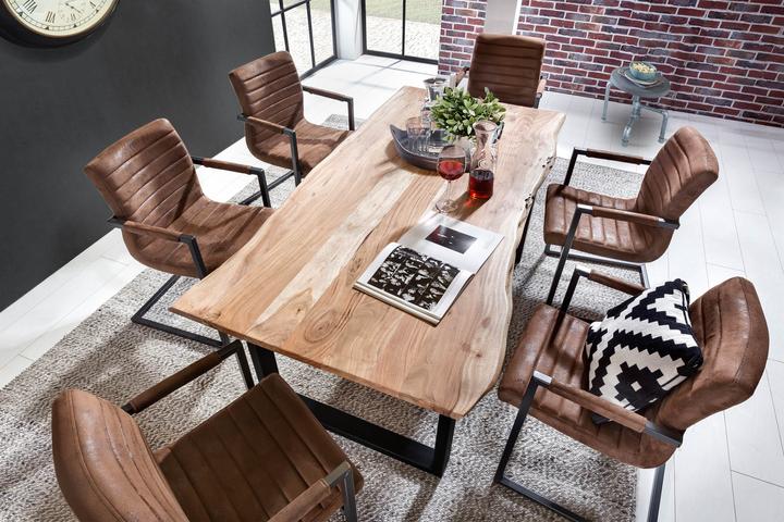Image du produit SIT Möbel Table en bois massif Ux3.6 Acacia naturel antique noir antique (200 x 76 x 100 cm)