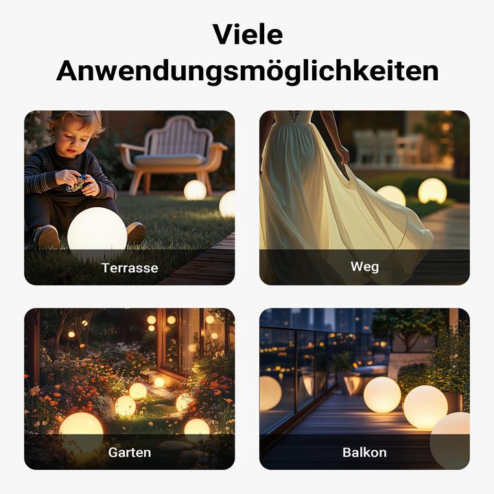 Produktbild Wiltec Kugelleuchte Ø30cm mit Erdspiess Gartenleuchte Kugellampe Aussenleuchte (E27, IP44)