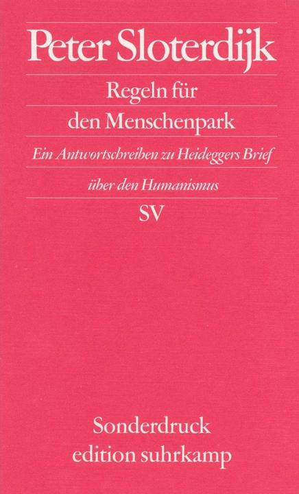 Actual product image Regeln für den Menschenpark (German, Peter Sloterdijk, 1999)