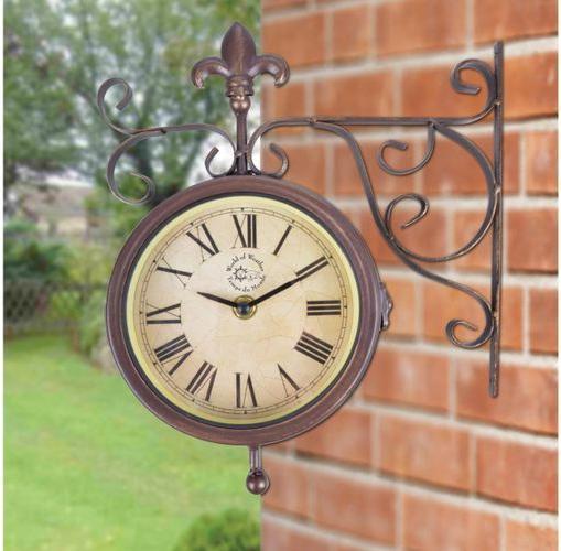 Actual product image Esschert Design Garden clock station with thermometer 25 x 28.5 cm, Beige/Brown (25 cm)