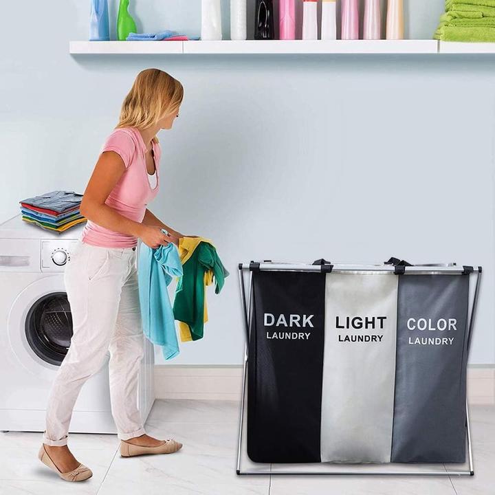 Actual product image König Design Laundry collector Compartments Laundry box Laundry chest Laundry separator Laundry sorter Laundry