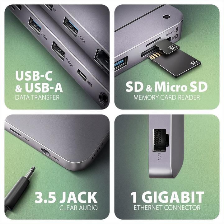 Produktbild Axagon HMC-12GM2 Hub USB 12 in1 10 Gbit (USB-C, 1 Ports)