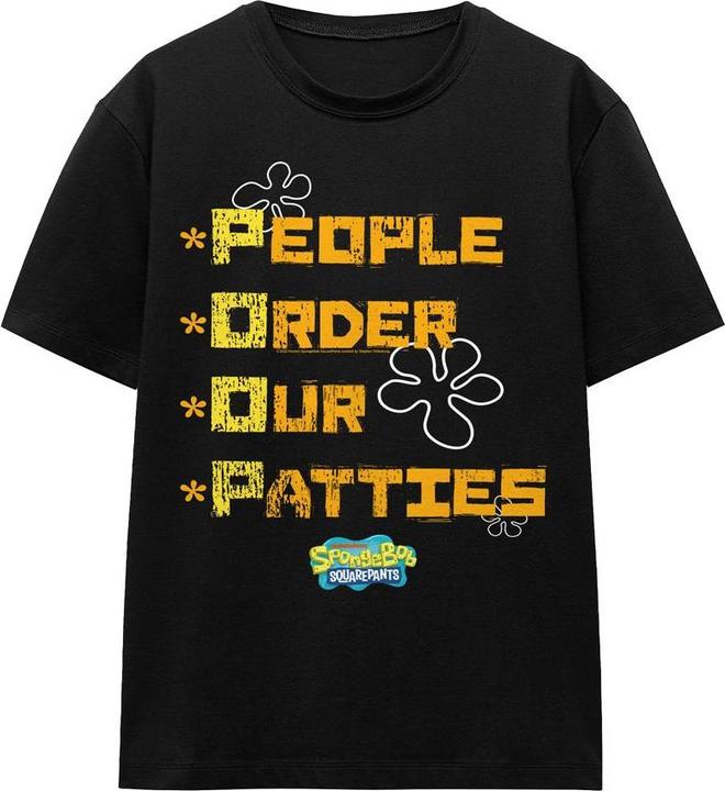 Actual product image Spongebob Squarepants Unisex Adult People Order Our Patties T-Shirt (M)