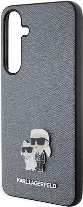 Actual product image Karl Lagerfeld KLHCMPSAKCMPG + S926 hardcase szary/grey Saffiano Karl & Choupette Metal Pin (Samsung Galaxy S24+)