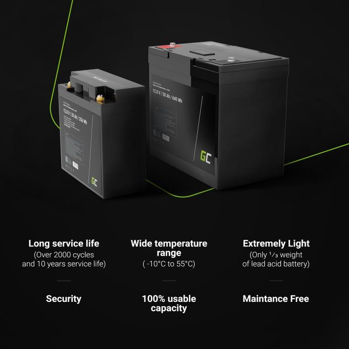 Actual product image GreenCell LiFePO4 Battery for Photovoltaic Campers & Boats - 50Ah - 12.8V - 640Wh (12.80 V, 50 Ah)