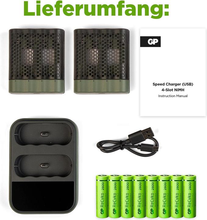 Produktbild GP Batteries Pro-Line Docking Station + 4xAAA + 4xAA (8 Stk., AA, 2100 mAh, Ladegerät inkl. Akku)