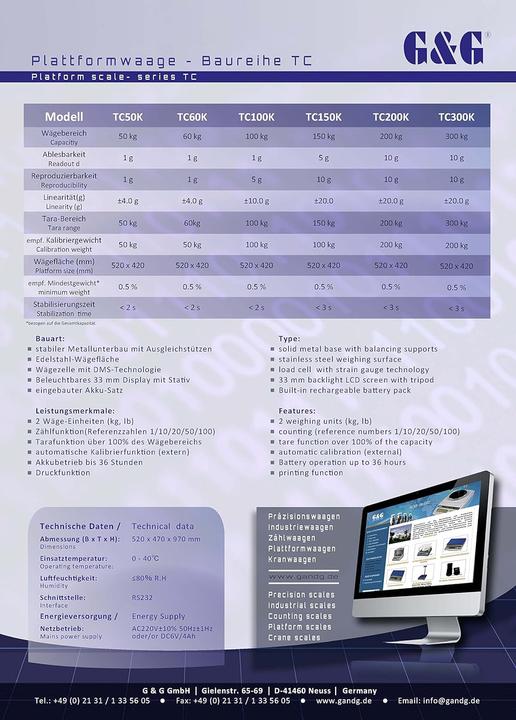 Image du produit G&G TC150K Balance plate-forme