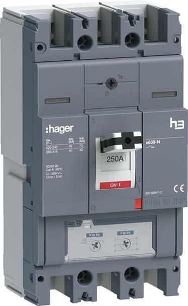 Image du produit Hager HNJ250DR h3 x630 TM ADJ 3P3D 250A 40kA Disjoncteur