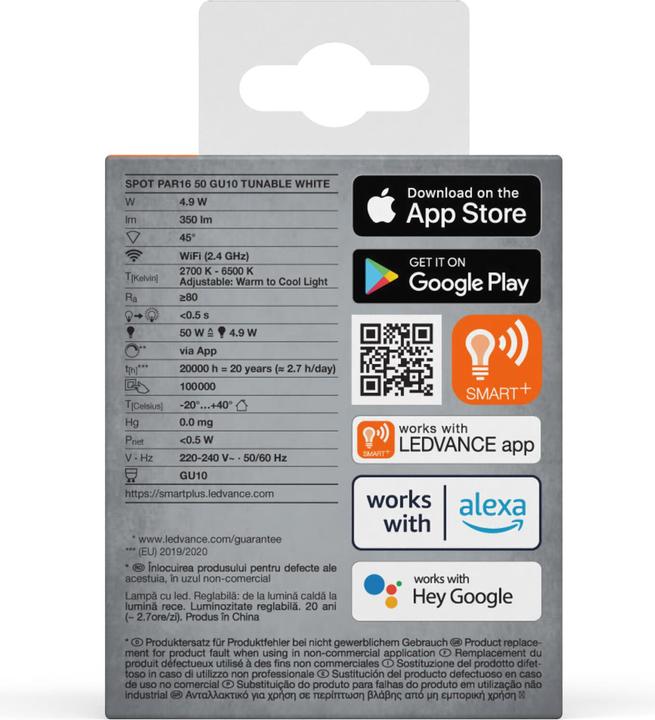 Image du produit Ledvance Smart+ Wifi Spot (GU10, 5 W, 350 lm, 1 x, G)