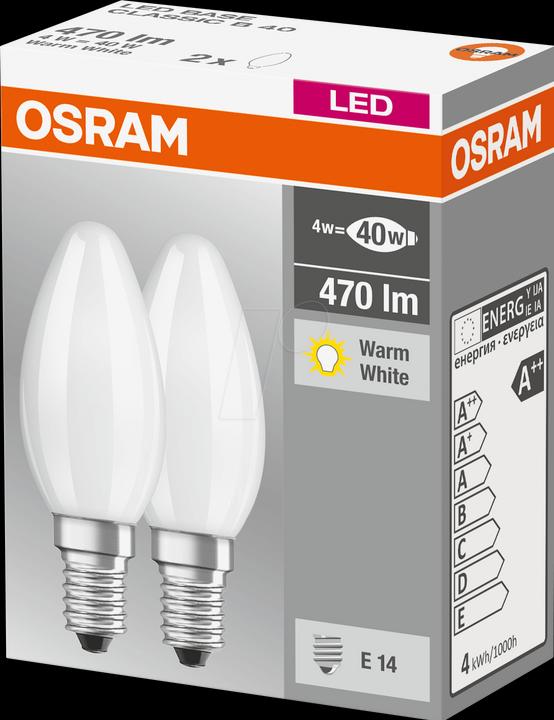 Produktbild Osram Led Base Classic B (E14, 4 W, 470 lm, 2 x, E)