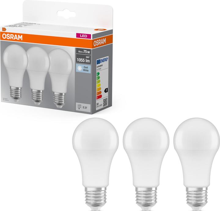 Produktbild Osram Led Base Classic A (E27, 10.50 W, 1060 lm, 3 x, F)