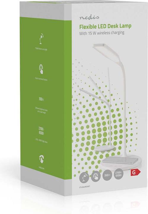 Produktbild Nedis LED-Lampe mit Wireless-Ladegerät - DimmSchalter - LED - 15 W - mit Dimmung - Kaltweiss/Naturwe (350 lm)