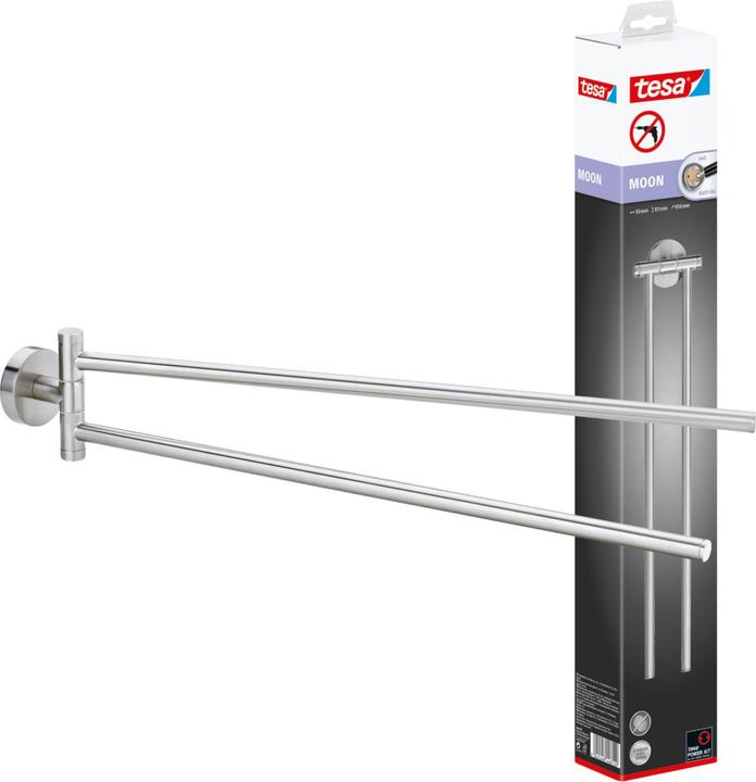 Produktbild tesa MOON Handtuchhalter zweiarmig inkl. Klebelösung ohne Bohren