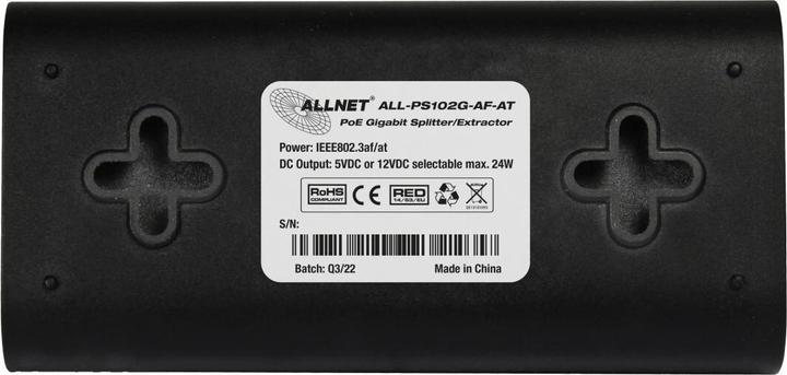 Actual product image Allnet PoE splitter mini/extractor / Gigabit / 24W / 5V/12V switchable / ALL-PS102G-AF-AT