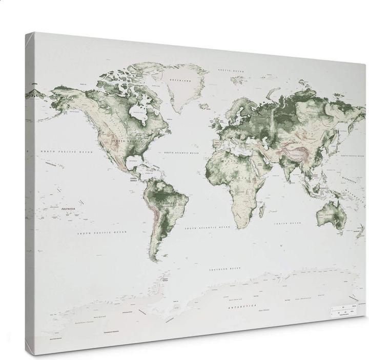 Immagine prodotto Trenddeko Mappa topografica del mondo - Vintage (120 x 80 cm)