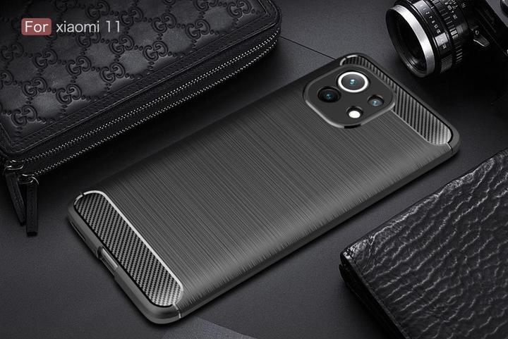Image du produit Cover-Discount Xiaomi Mi 11 - Étui en caoutchouc aspect carbone métallique noir (Xiaomi Mi 11)