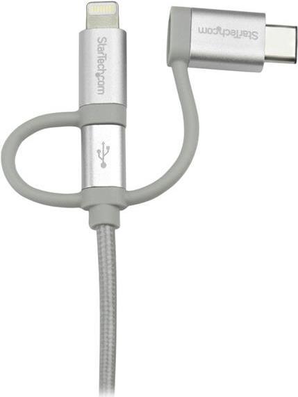 Produktbild StarTech USB Lightning Kabel - USB-C Micro-B Laddekabel - 1m - geflochten - Silber - USB auf Lightning Kab... (1 m, USB 2.0)