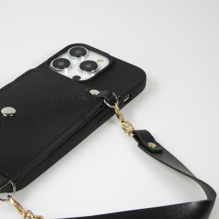 Actual product image PhoneLook Coque Silicone soft touch avec pochette à cartes ou argent en cuir et lanière intégrée (Apple iPhone 14 Pro)