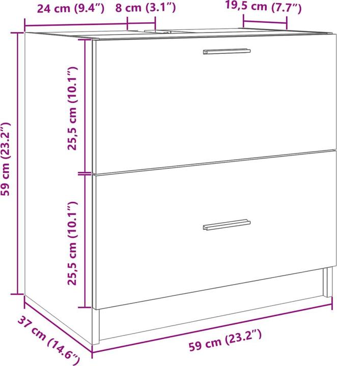 Produktbild VidaXL Waschbeckenunterschrank (59 x 37 x 59 cm)