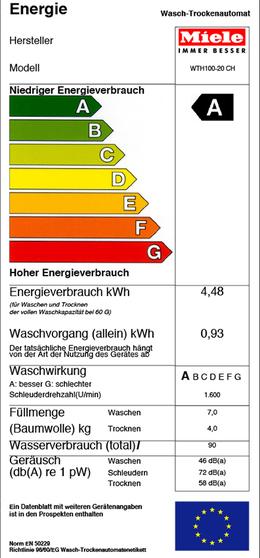 Energie-Label Miele WTH 100-20 CH