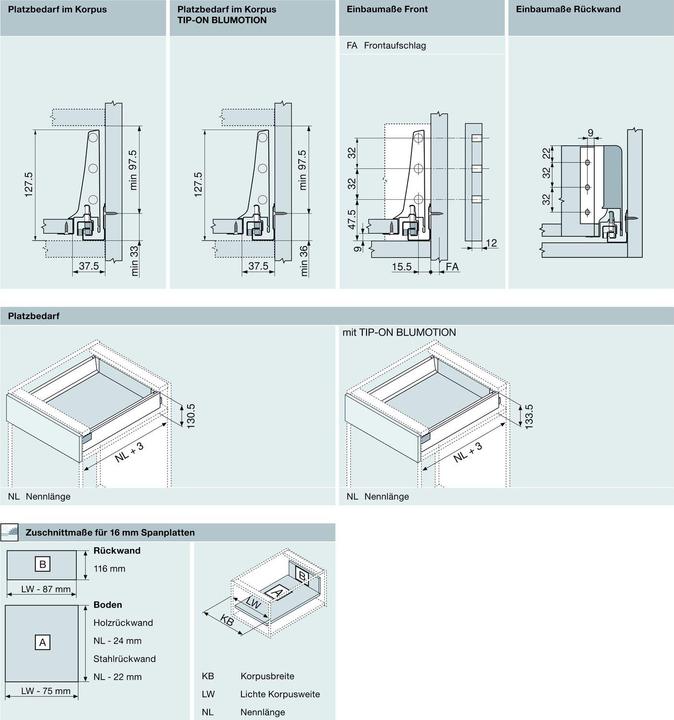 Actual product image Blum Tandem box antaro K | 1 pair, 30kg 300mm | full extension Blumotion, grey