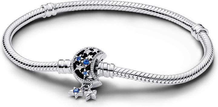 Pandora Moments Schlangen Gliederarmband mit Funkelndem Mond Verschluss (21 cm, Silber 925)