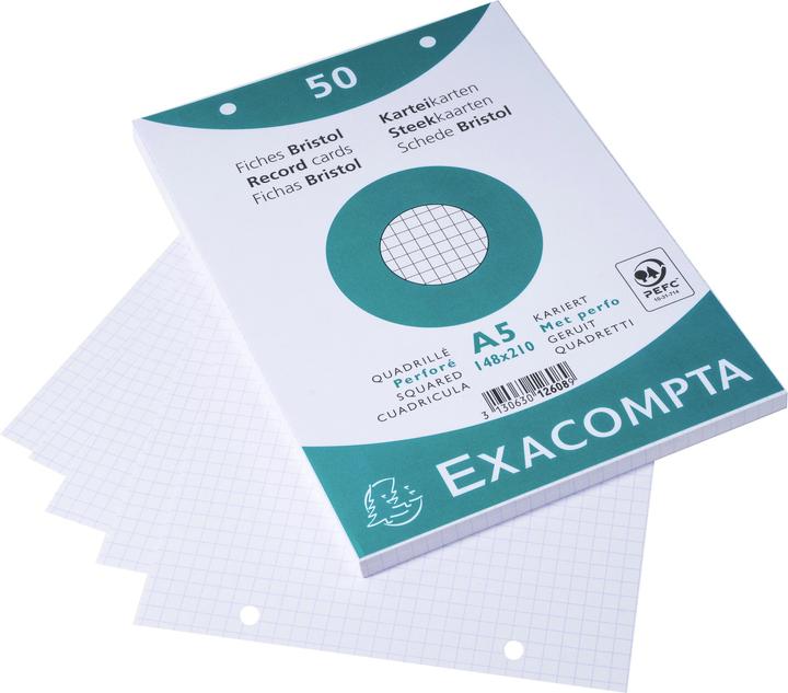 Produktbild Exacompta Karteikarten (A5, 205 g/m², 50 x)