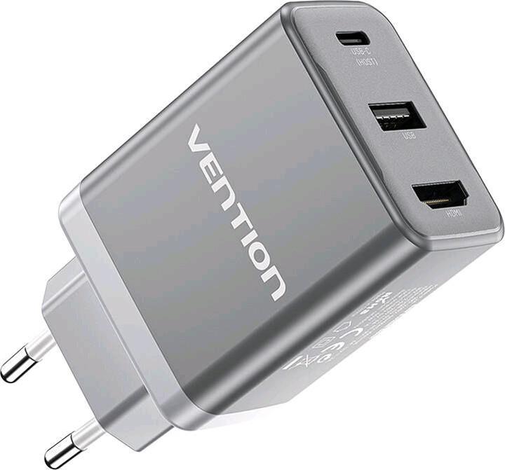 Image du produit Vention FJAH0-UE USB(C+A)+HDMI GaN mains charger (60W/5W/4K@60Hz) (grey) (60 W)