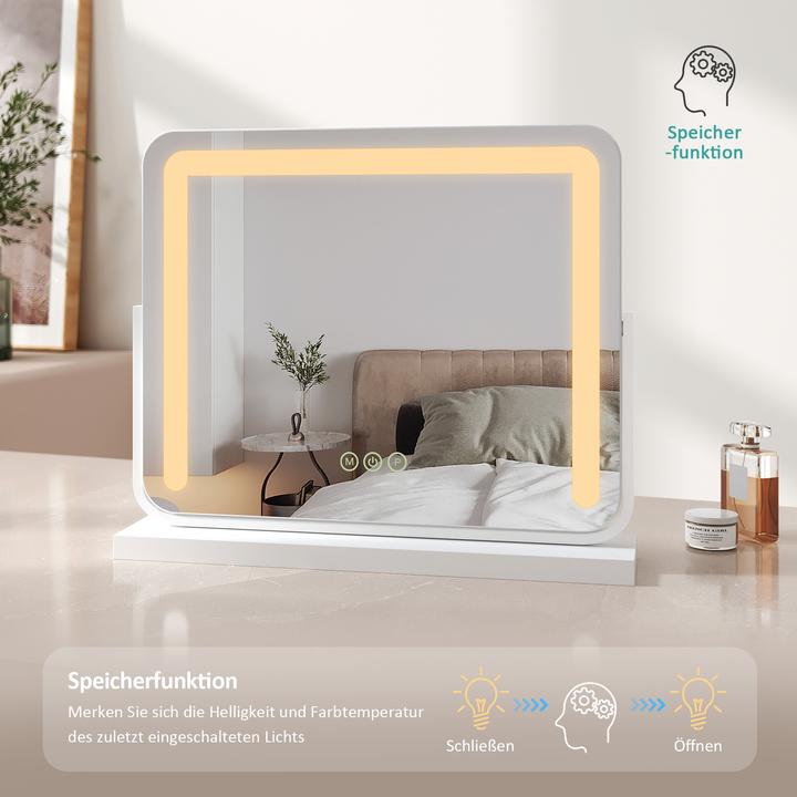 Actual product image Emke Illuminated Cosmetic Mirror, 3 Colour Temperatures and Dimmable, 360° Rotatable, 60*51cm, White