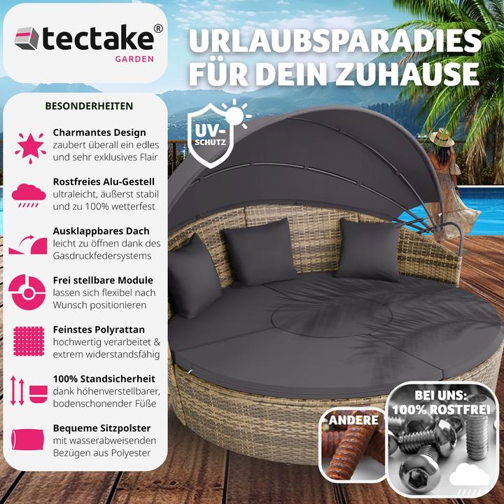 Produktbild tectake Sonneninsel Rattan mit Aluminiumgestell und Sonnendach