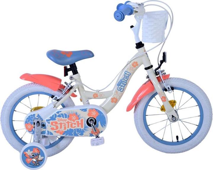 Actual product image Stitch Disney Children's Bicycle - Girls - 14 Inch - Cresh Coral Blue - Two Hand brakes (31451 -SAFW