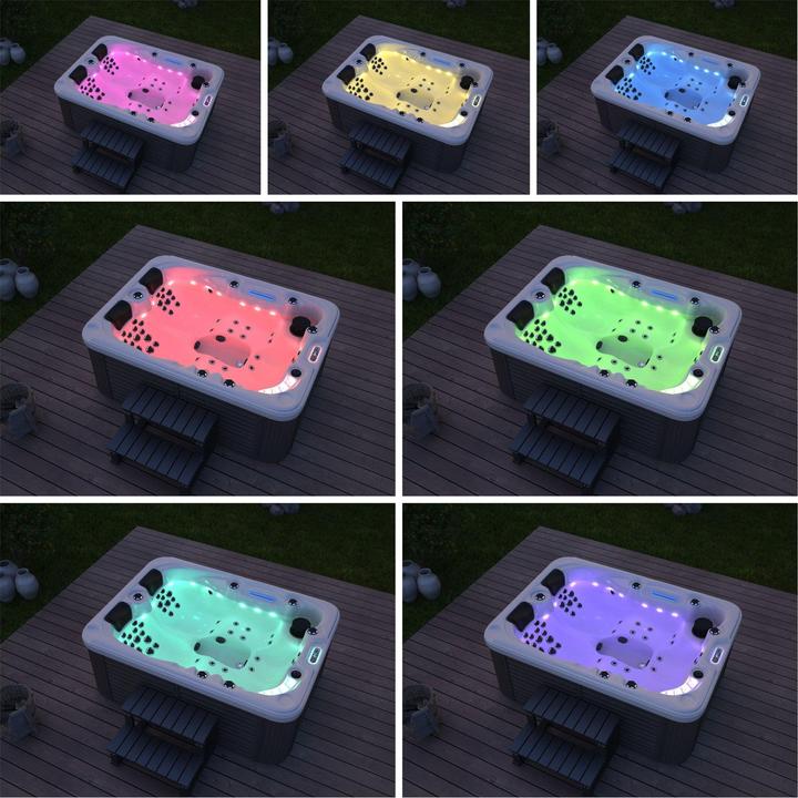 Produktbild Home Deluxe Outdoor Whirlpool GARDEN, 51 Massagedüsen, Beleuchtung, Treppe und Thermoabdeckung, 2 Personen
