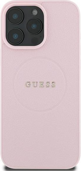 Image du produit Guess GUHMP15XPGHSMMP iPhone 15 Pro Max 6.7" różowy/pink MagSafe PU Grained Gold Ring (Apple iPhone 15 Pro Max)