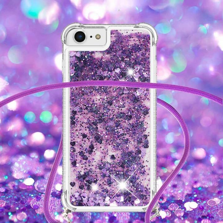 Immagine prodotto Cover-Discount iPhone SE / 8 / 7 - custodia glitterata con cordino viola (Apple iPhone SE (seconda generazione), Apple iPhone 7, Apple iPhone 8)