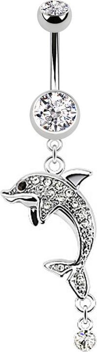 Produktbild Star Piercing Banane silber mit Anhänger Delfin silber (Chirurgenstahl 316L, ohne Messing)