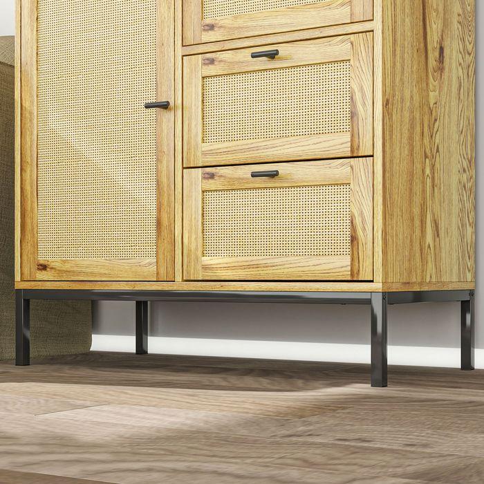 Produktbild Swisshandel24 Kommode, Aufbewahrungsschrank mit Rattan-Türen, Mehrzweckschrank mit Schubladen (80 x 40 x 120 cm)