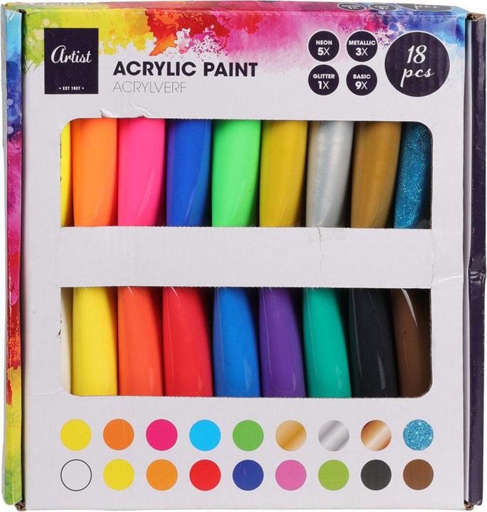 Actual product image Acrylic colour set, 18 pcs. (18 x)
