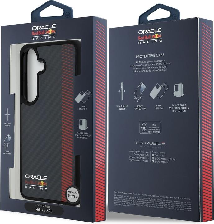 Actual product image Red Bull Real Carbon Fiber Powerbar MagSafe Case for Samsung Galaxy S25 Black (Samsung Galaxy S25)