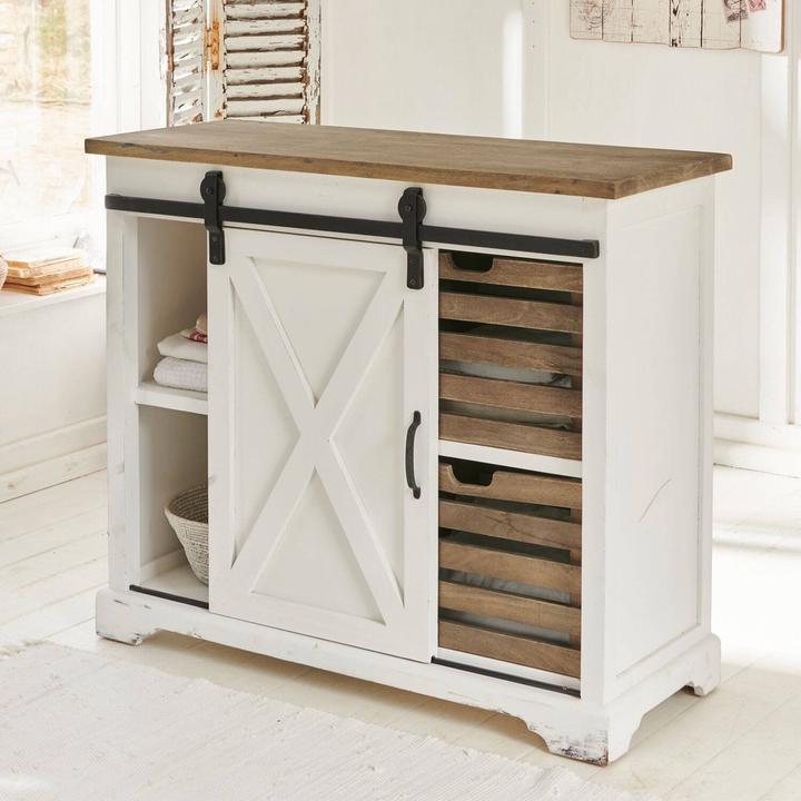 Produktbild Loberon Kommode Bastid weiss/braun (100 x 40 x 85 cm)