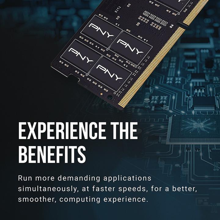 Immagine prodotto PNY Memoria per notebook Performance, SODIMM, DDR4, 16 GB, 3200 MHz, CL22 (MN16GSD43200-TB) (1 x 16GB, 3200 MHz, DDR4-RAM, SO-DIMM)