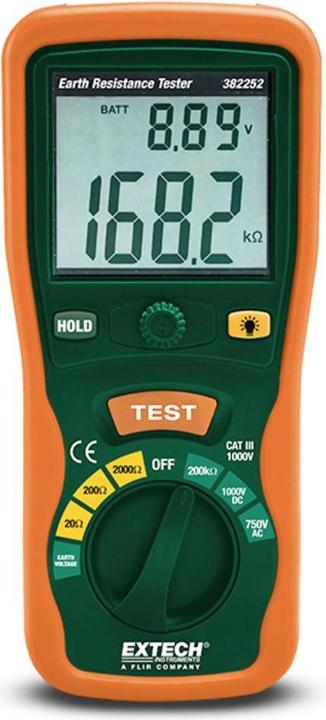 Produktbild Extech 382252 - aardingsmeter met accessoires - draagtas - display - achtergrondverlichting - complete set (CAT III)