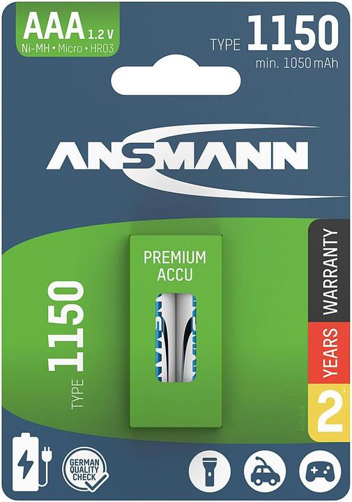 Immagine prodotto Ansmann Batteria ricaricabile ANS NimH Micro 1.1A 2er (1 pz., AAA, 1100 mAh)