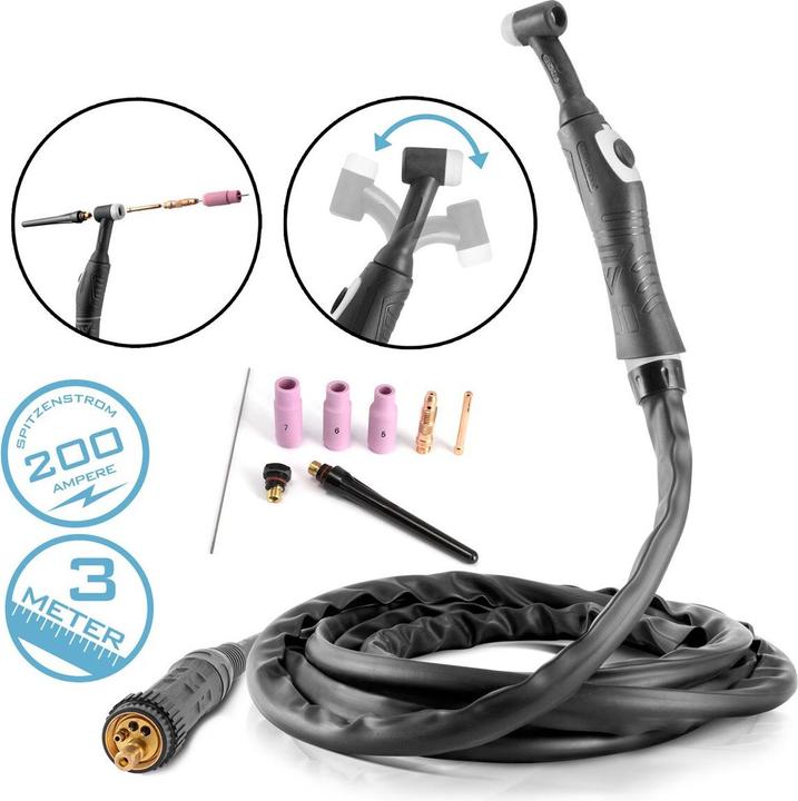 Stahlwerk WIG WP26F welding torch with 3m hose package and Euro central connection