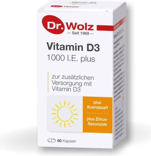 Produktbild Dr. Wolz Vitamin D3 1000 I.E. plus Kapsel (60 Stück, Kapseln, 105 g)