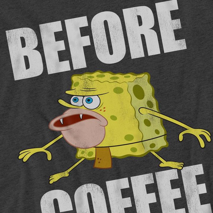 Actual product image Spongebob Squarepants Unisex Adult Before Coffee Meme T-Shirt (S)