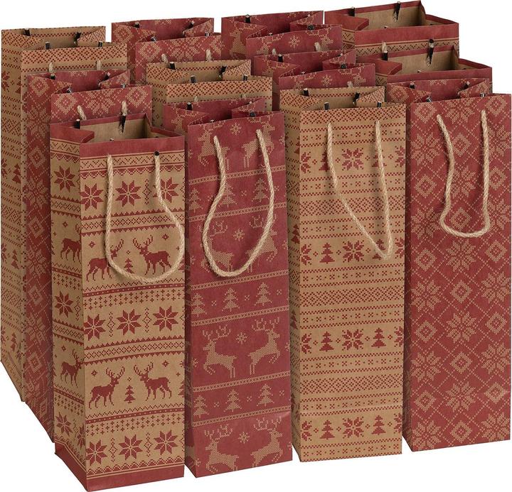 Immagine prodotto Infactory Set di 12 sacchetti regalo natalizi in carta kraft per bottiglie di vino (Carta da regalo, 12 x)