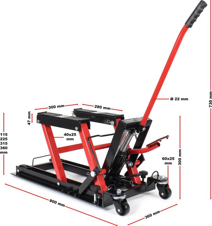 Actual product image Wiltec Motorbike jack 680kg Motorbike lift Assembly stand Lift ATV Quad