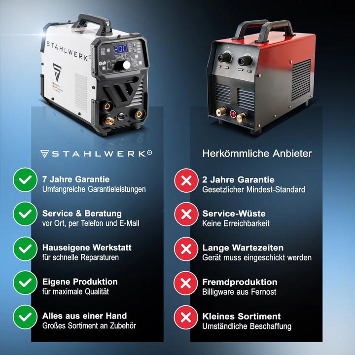 Actual product image Stahlwerk Combination welding machine DC TIG 200 Pulse Pro fully equipped 2 in 1