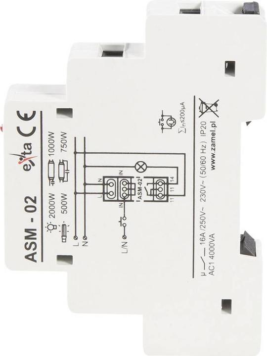 Immagine prodotto Zamel ASM-02 Interruttore orario per scale con guida a cappello 230 V